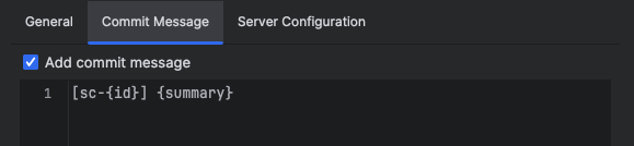 Commit message tab